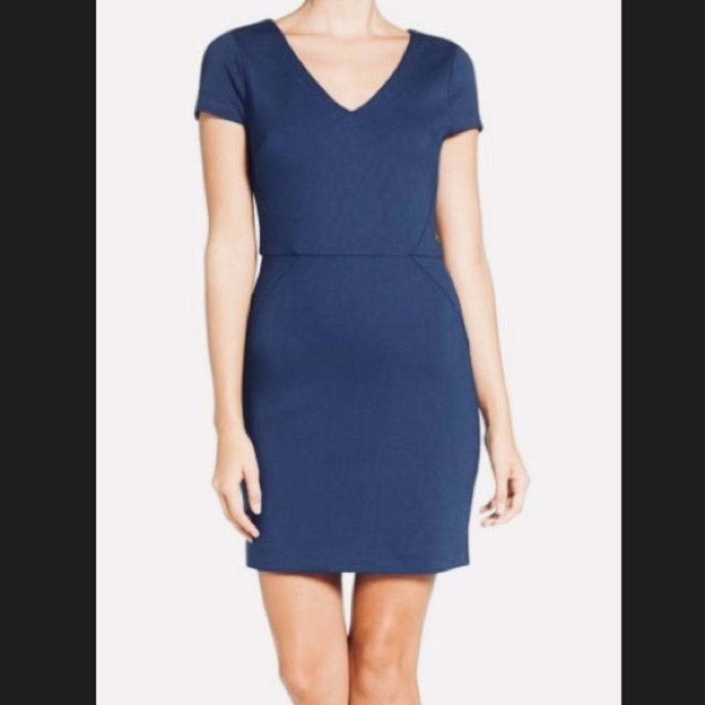 French Connection V Neck Ponte Sheath Dress